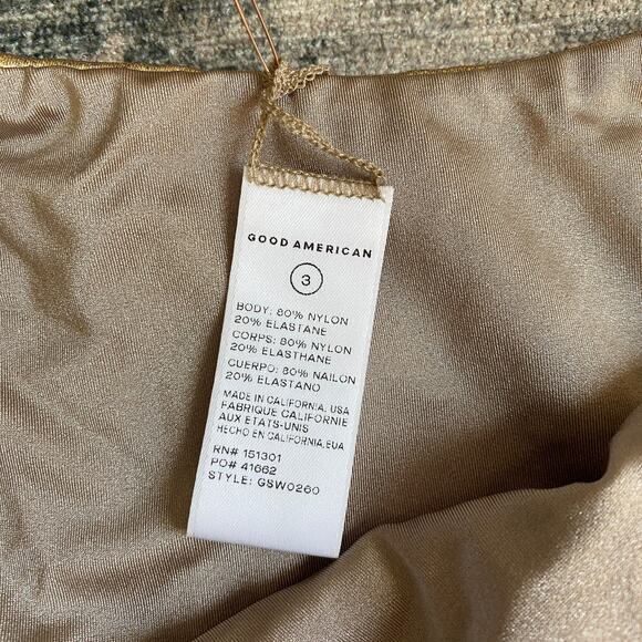 NWOT Good American Better Bikini Bottom – Metallic Gold Swim – Size 3 / L - Picture 4 of 6